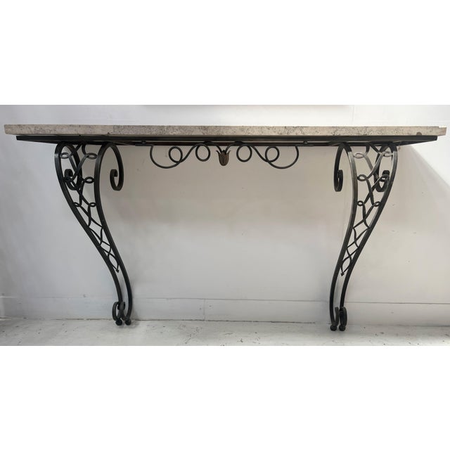 Art Deco Style Console Table in Hammered Wrought Iron, 1900s For Sale - Image 14 of 14