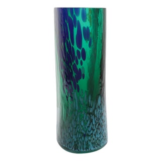 Italian Artisanal Green Murano Glass Vase, 1970s For Sale