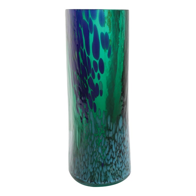 Italian Artisanal Green Murano Glass Vase, 1970s For Sale