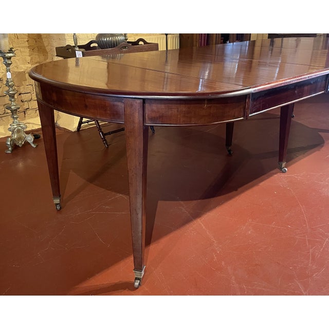 Wood Louis XVI Style Extendable Mahogany Dining Table with Frieze, 19th Century For Sale - Image 7 of 15