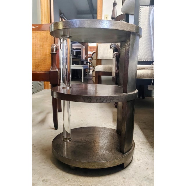 Vanguard Tala Three Tier Stainless Steel Silver Leaf Accent Table Chairish