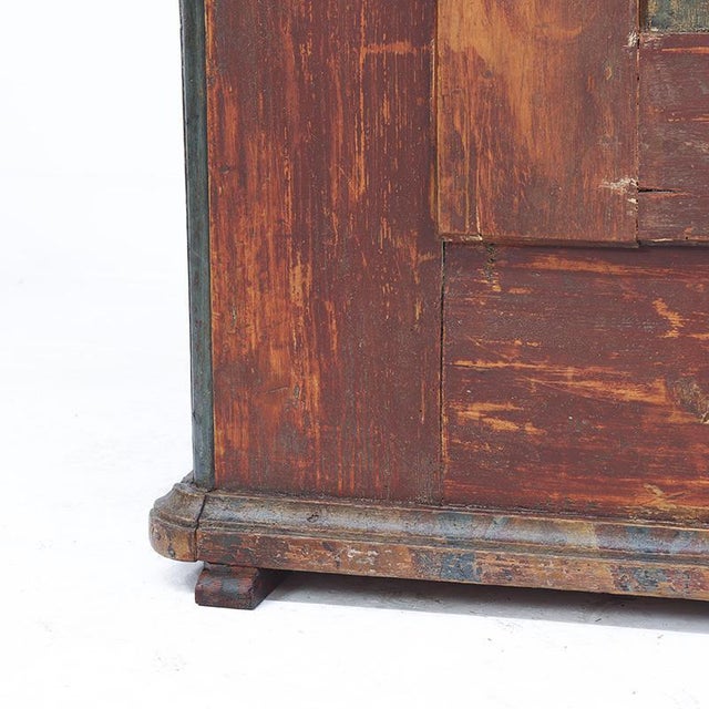 Antique Rustic Farmhouse Folk Art Painted Bridal Cabinet, 1860 For Sale - Image 14 of 16