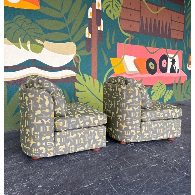 Late 20th Century Reupholstered Postmod Henredon Folio 500 Club Chair Pair For Sale - Image 5 of 12
