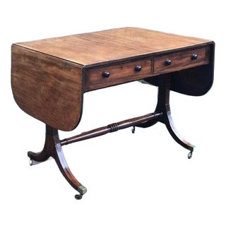 Regency Sofa Table in Cuban Mahogany with Inlay For Sale
