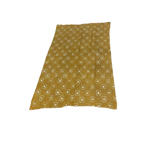 African Large Mustard & White Mud Cloth Textile Mali 62" by 40" For Sale - Image 4 of 5