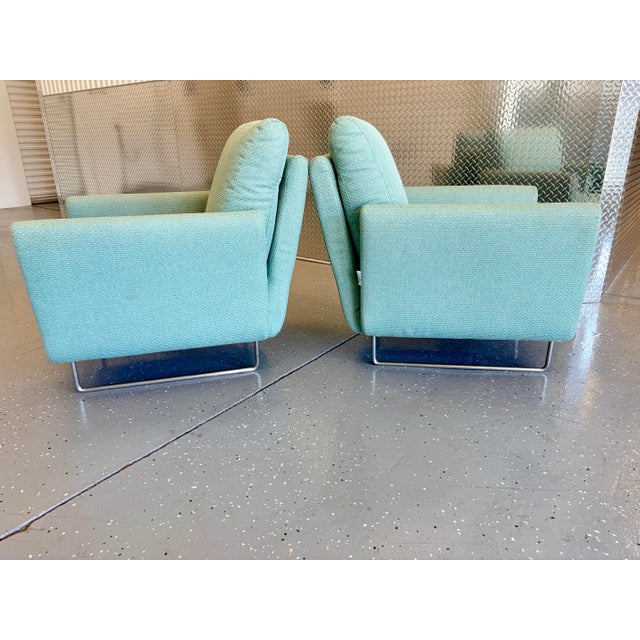 Turquoise Pair of Mario Bellini Flight Lounge Chairs For Sale - Image 8 of 10