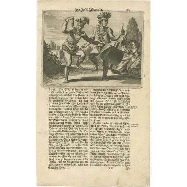 Montanus, Copper Engraving of Hispaniola, Indigenous Life in America, 1673, Print For Sale - Image 3 of 6