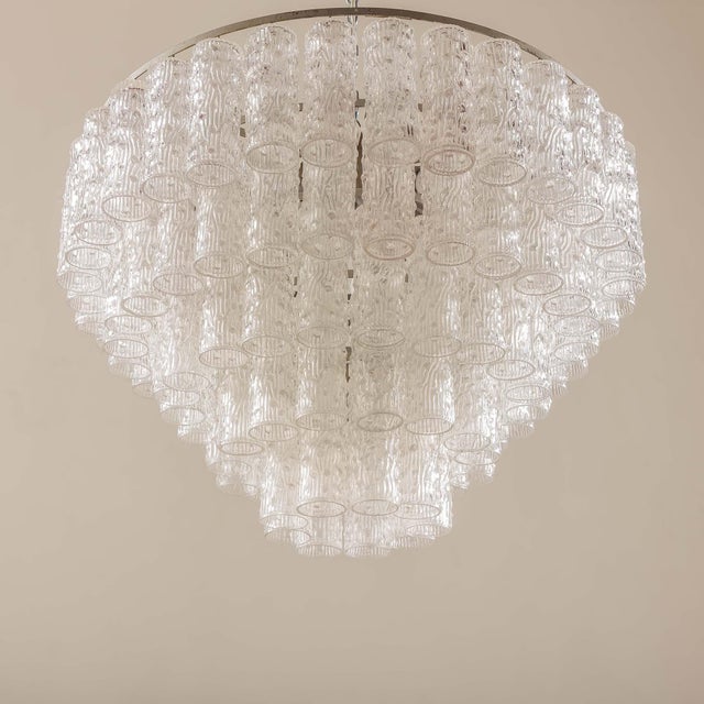 Metal Italian Murano Glass Chandelier attributed to Venini, 1970s For Sale - Image 7 of 13