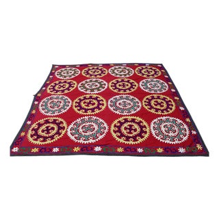 Vintage Hand-Embroidered Suzani Wall Hanging, 1920s For Sale