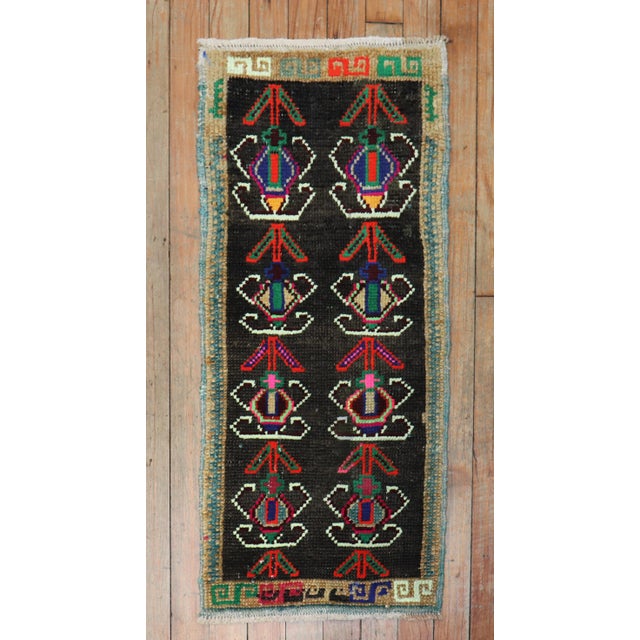 Textile Vintage Tribal Mini Turkish Mat Rug - 1'3" x 2'9" For Sale - Image 7 of 7