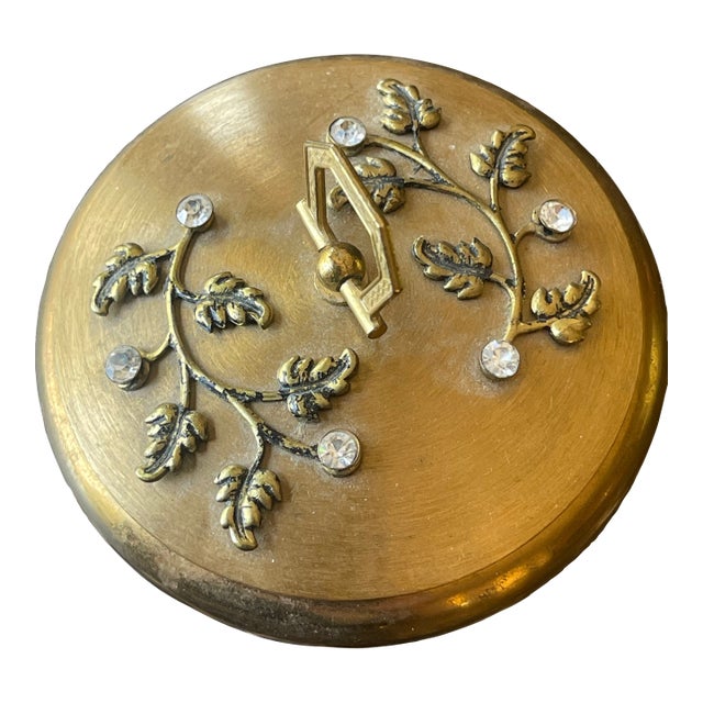 Vintage Gold Box With Leaf Motif and Velvet Interior For Sale