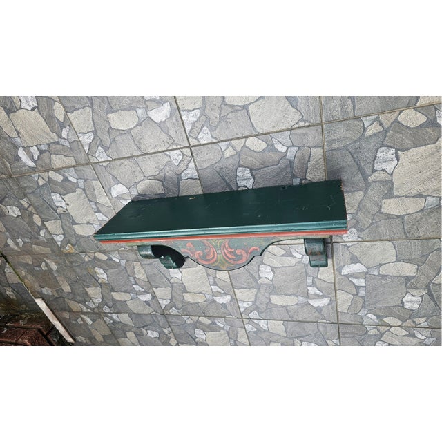 Painted Wood Shelf with Coat Rack For Sale - Image 3 of 9