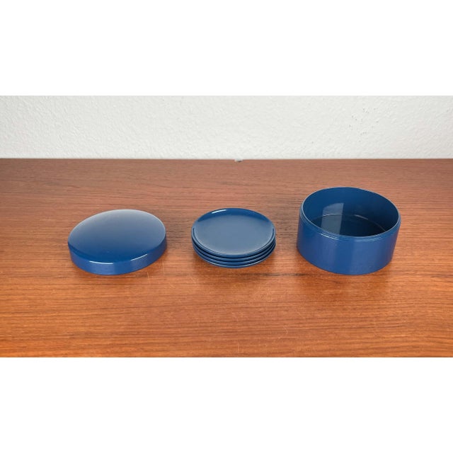 Mid-Century Modern German Blue Space Age Coasters with Box, 1960s, Set of 5 For Sale - Image 9 of 13