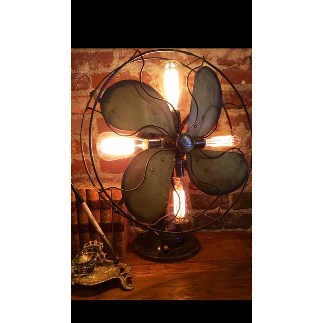 Modern Repurposed Antique Fan Table Lamp For Sale - Image 3 of 4