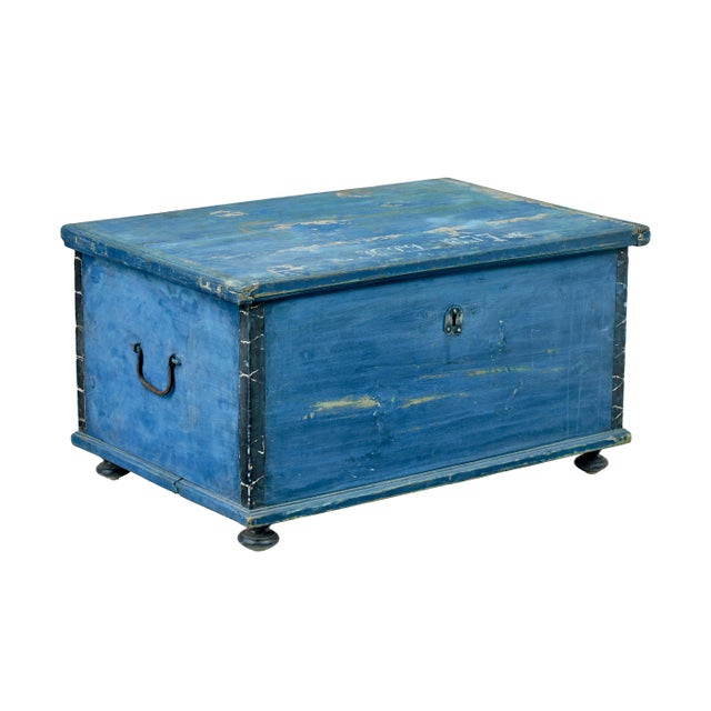 Swedish Hand-Painted Pine Blanket Box, 1877 For Sale - Image 10 of 10
