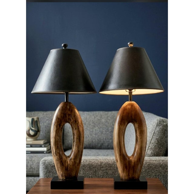 Elevate your space with this striking, sophisticated pair of sculptural table lamps. Masterfully balancing organic warmth...