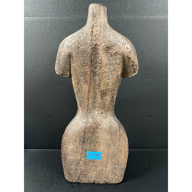 Late 20th Century Carved Solid Wood Female Torso Sculpture For Sale - Image 10 of 10