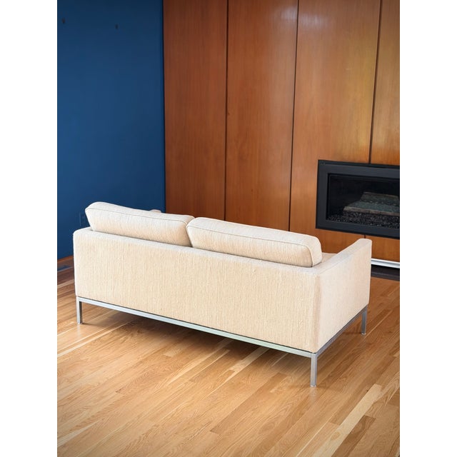Vintage Florence Knoll Relaxed Two Seater Sofa and Chair Neutral Ivory - Set of 2 For Sale - Image 16 of 18