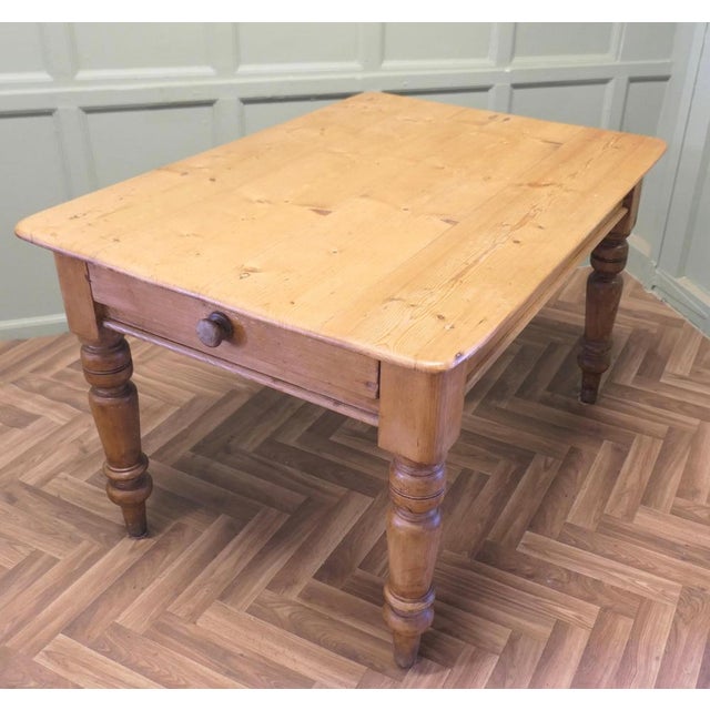 Victorian Pine Farmhouse Kitchen Table For Sale - Image 3 of 9