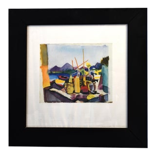 Mediterranean Harbor View Lithograph Reproduction For Sale