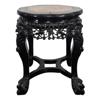 Side Table in Ironwood with Marble Top For Sale