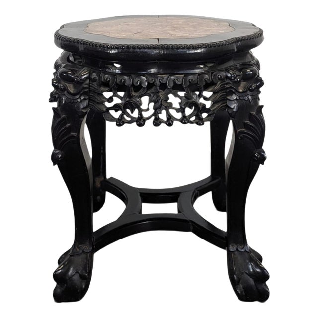 Side Table in Ironwood with Marble Top For Sale