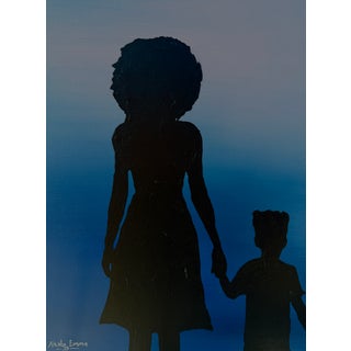 His First Heartbeat, Miniature Silhouette Painting, Acrylic on Canvas, Emmanuel Akolo, 2026 For Sale