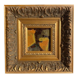 "Separating Bodies" Mini Painting With Vintage Frame by Jessalin Beutler For Sale