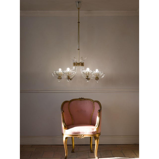 Mid-Century Murano Glass 6-Light Chandelier attributed to Archimede Seguso for Seguso Vetri d'Arte, 1940s For Sale - Image 9 of 14