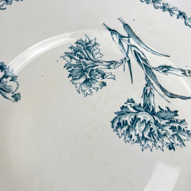 Blue Round Earthenware Oeillet Dish from KG Lunéville, 19th Century For Sale - Image 8 of 9