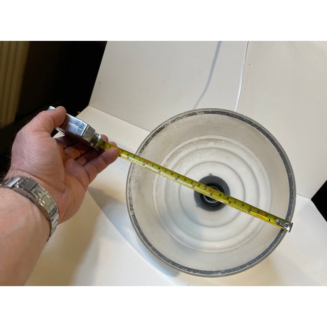 White Art Deco Scandinavian Brass & Frosted Glass Pendant Lamp, 1930s For Sale - Image 8 of 10