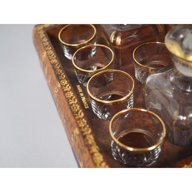 French Leather Faux Book Stack Cave a Liqueur, Circa 1900 - Set of 7 For Sale - Image 13 of 18