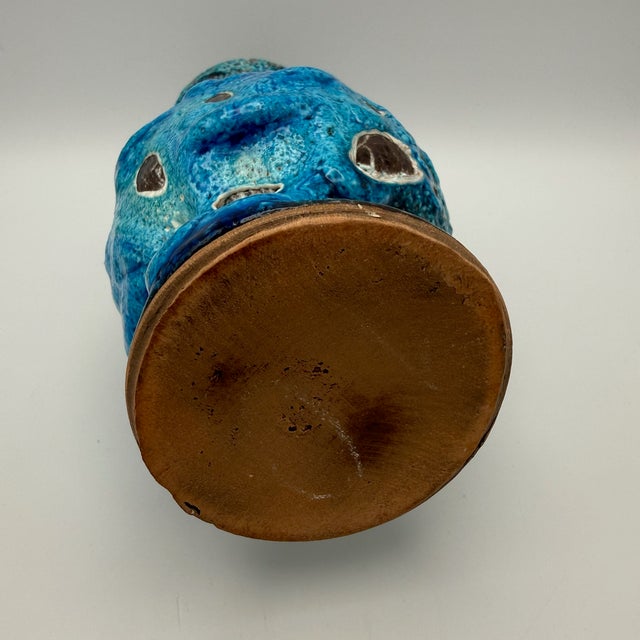 Brutalist Fat Lava Blue Turquoise Ceramic Vase by Charles Cart, Vallauris, France, 1960s For Sale - Image 14 of 15