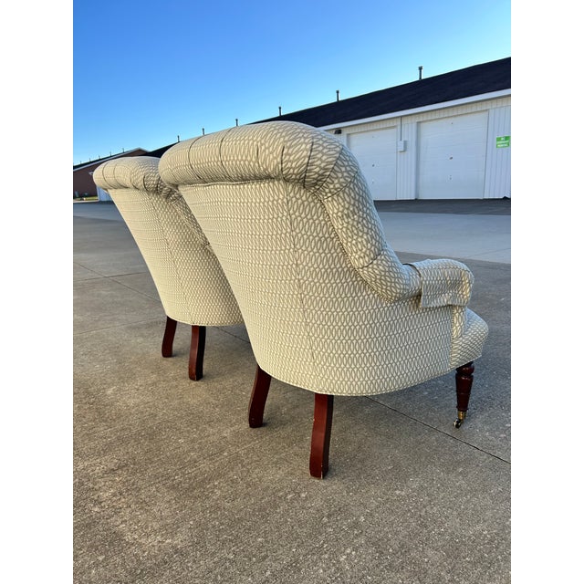 Textile 1990s Pair of Victorian Style Tufted Back Armchairs by Calico Corners For Sale - Image 7 of 12