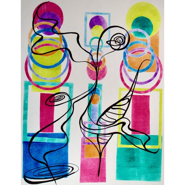 This artwork titled "Circus Series C" c.1990, is an original woodcut monoprint on Wove paper by noted American artist Ruth...