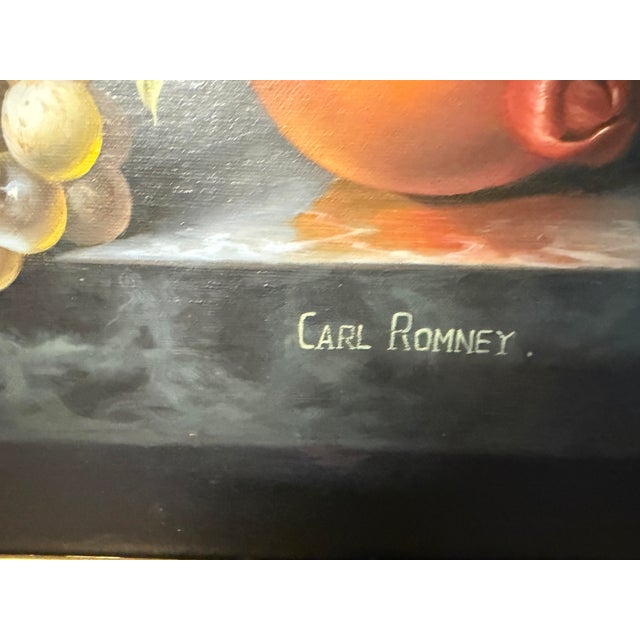 Brick Red 1940s Fruit Still Life Oil Painting For Sale - Image 8 of 9