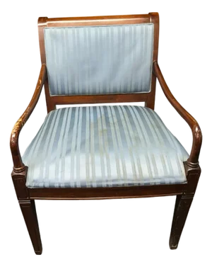 Late 20th Century Hickory Chair Federal Style Mahogany & Inlay Upholstered Mahogany Armchairs, 2 Pieces