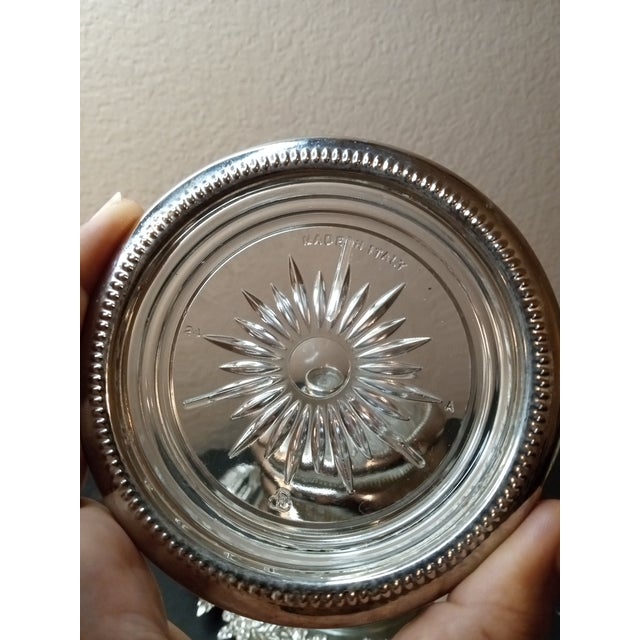 1980s Silver-Tone Rimmed Coasters, Made in Italy- Set of 6 For Sale - Image 4 of 7