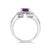 Early 21st Century Hause of Brilliance Sterling Silver Oval Purple Amethyst and Round Diamond Accent Fashion Cocktail Ring (I-J Color, I1-I2 Clarity), Size 6 For Sale - Image 5 of 7