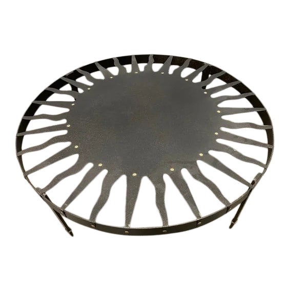 Iron Le Soliel Coffee Table With Brass Studs For Sale