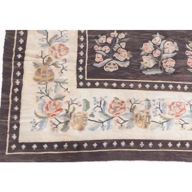 Early 20th Century Antique Bessarabian Kilim Rug, Handwoven Floral Tapestry For Sale - Image 5 of 8