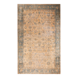Spectacular Peach and Blue Color With Delicate Floral Design Antique Kirman Rug