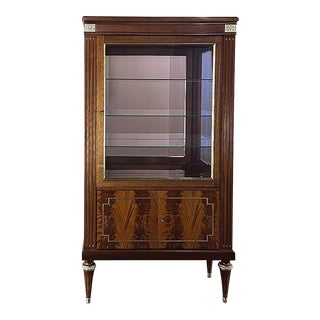 Antique French Louis XVI Flame Mahogany Vitrine For Sale