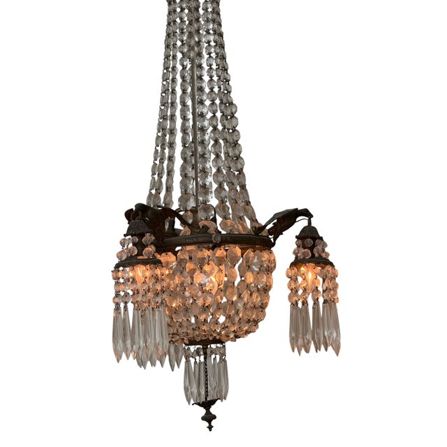 Antique French Crystal Chandelier For Sale - Image 4 of 4