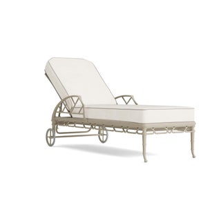 Brown Jordan Calcutta Adjustable Chaise Lounge in Titanium with Sea Salt and Dune Welt Cushions For Sale