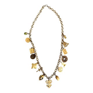 Vintage World Traveler Charm Necklace For Sale