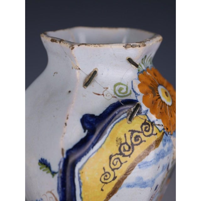 18th Century Dutch Delft Polychrome Covered Pot with Bird Finial, 1760 For Sale - Image 6 of 18