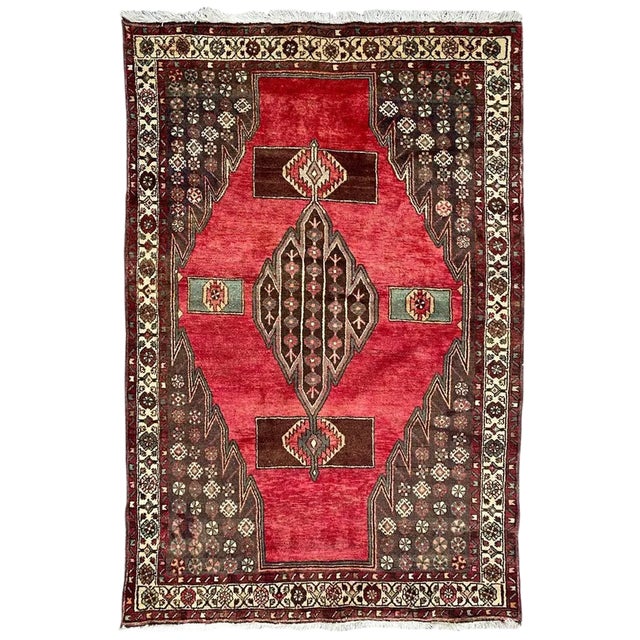Vintage Rustic Wool Hamadan Rug, 1950s For Sale