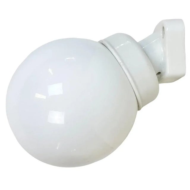 Vintage White Porcelain Wall Light with Milk Glass, 1960s For Sale - Image 12 of 12