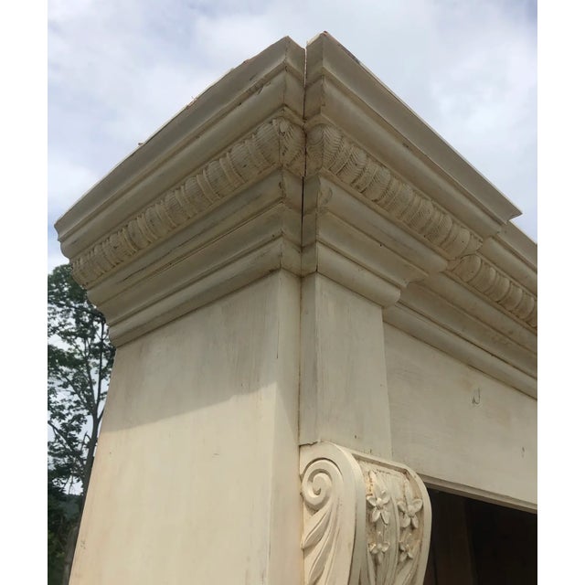 Antique White Vintage French Country Farmhouse Step Back Cupboard For Sale - Image 8 of 10